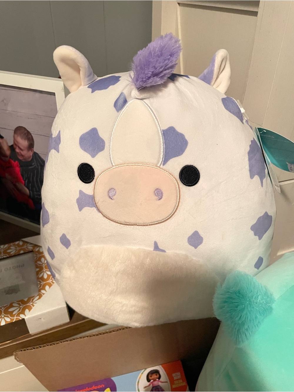Plush Cow Stuffed Animal - White & Lavender Kids Accessory